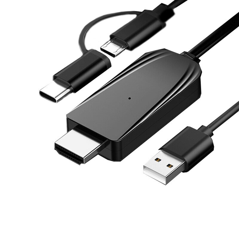 1080P HD Type-C / Micro USB к HDMI-совместимый кабель-адаптер донгла Кабель-переходник 2 в 1 Поддержка подключения Bluet - интернет магазин