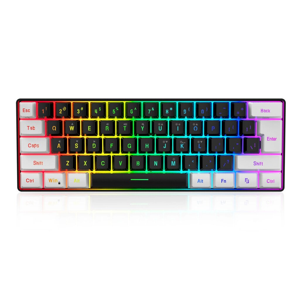 V700 61 клавиша Gaming RGB Клавиатура USB-подсветка Механический Ощущение с несколькими комбинациями клавиш быстрого дос - доставка