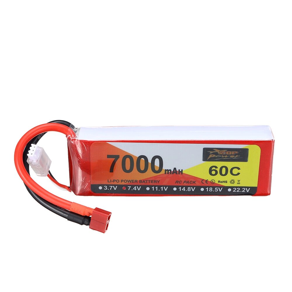 ZOP Power 7.4V 7000mAh 60C 2S LiPo Батарея T Deans Plug для RC Дрон - гарантия