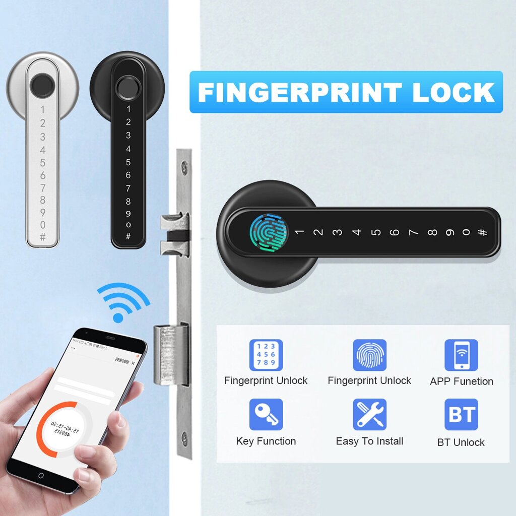 Дверь с отпечатками пальцев Замок Цифровой пароль Smart Entry Bluetooth Key APP Security - сравнение