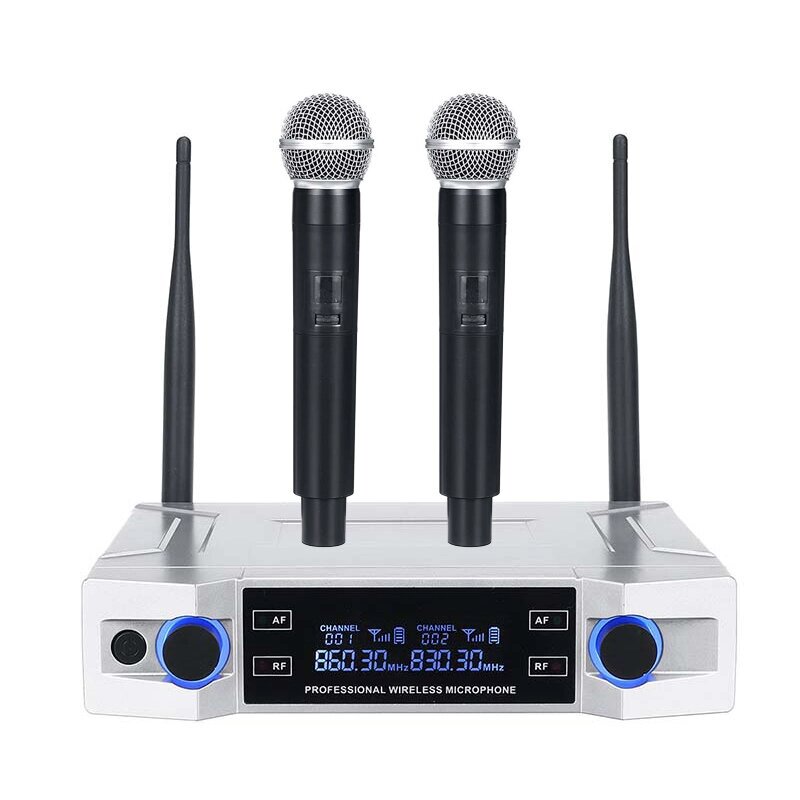 Professional UHF Wireless Микрофон System 2 Channel 2 Cordless Handheld Mic Kraoke Speech Party Supplies Cardioid Микроф - доставка