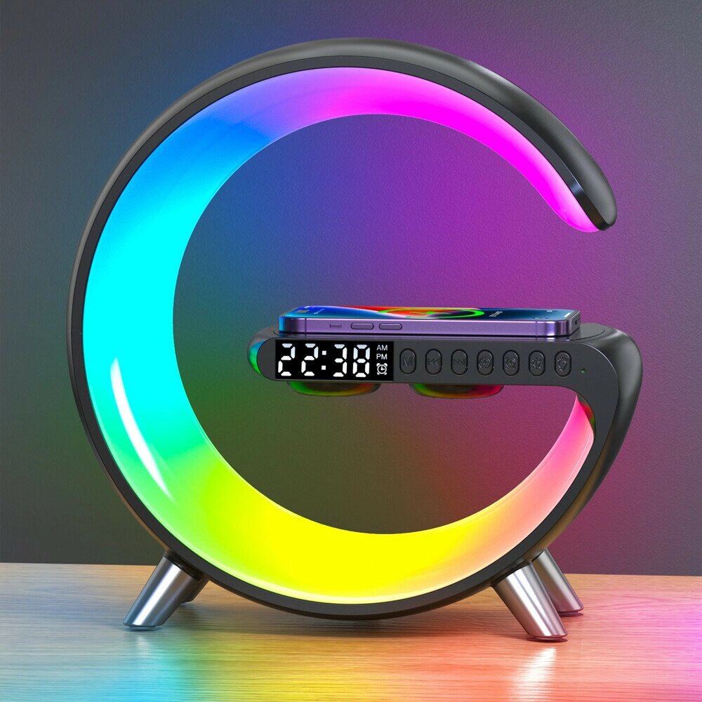 LED Night Light RGB Atmosphere Desk Лампа Интеллектуальное многофункциональное беспроводное зарядное устройство Будильни - преимущества