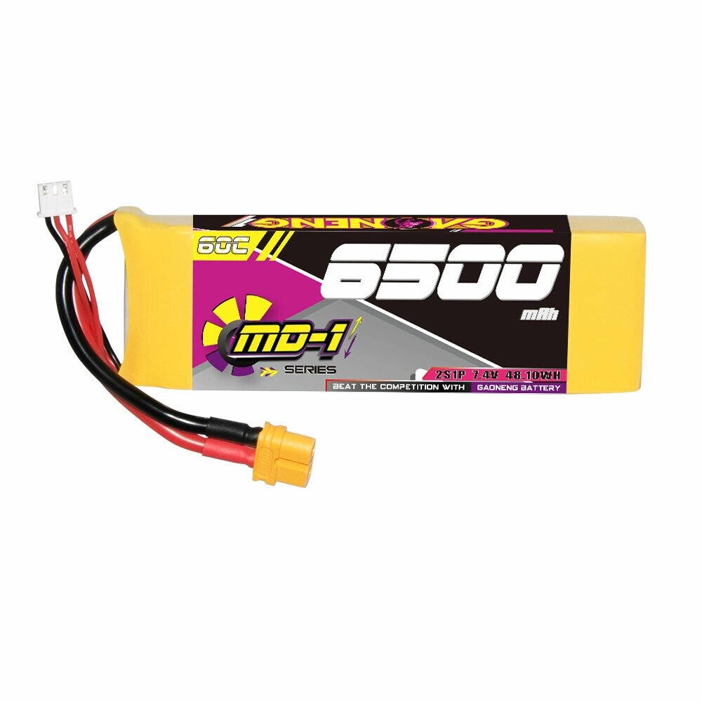 Gaoneng GNB 7,4 В 6500 мАч 60C 2S LiPo Батарея T Plug / XT60 Разъем для 1/10 Шкала RC Авто Лодка Вертолет Самолет - фото