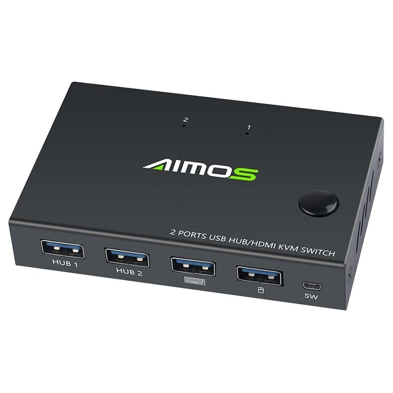 AIMOS USB HDMI KVM-переключатель Коробка Видеопереключатель Дисплей Разветвитель 4K KVM-переключатель для 2 ПК Общий пер - скидка