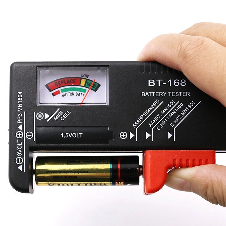 BT-168 AA/AAA/C/D/9V/1.5V Аккумуляторы Тестер Универсальная кнопочная ячейка Батарея Счетчик с цветовой маркировкой Указ - заказать