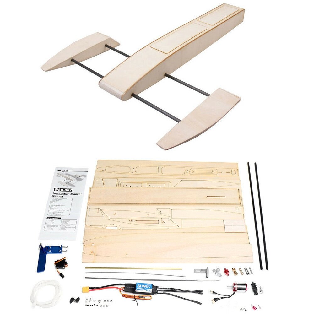 B061 B068 DIY RC Speed Boat Kit Wooden Sponson Outrigger Shrimp Model - описание