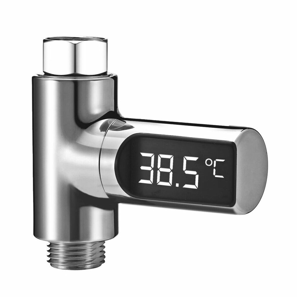 LW-101 LED Display Home Water Shower Thermometer Flow Self-Generating Electricity Water Temperture Meter Monitor Energy - заказать