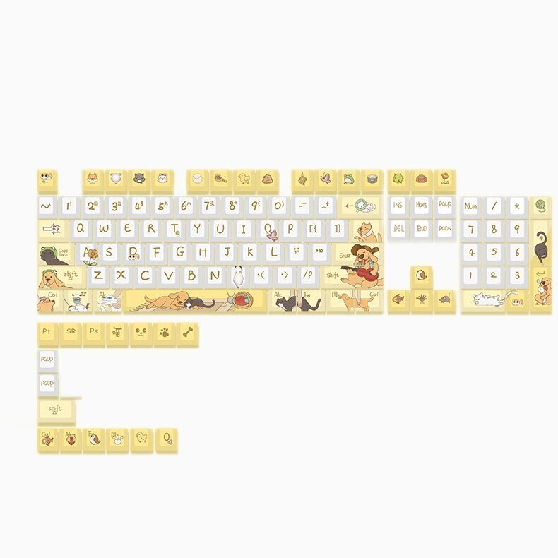 121 клавиша Кот и Собака Diary PBT Keycap Set Cherry Profile Sublimation Pet Custom Keycaps для Механический клавиатур - интернет магазин