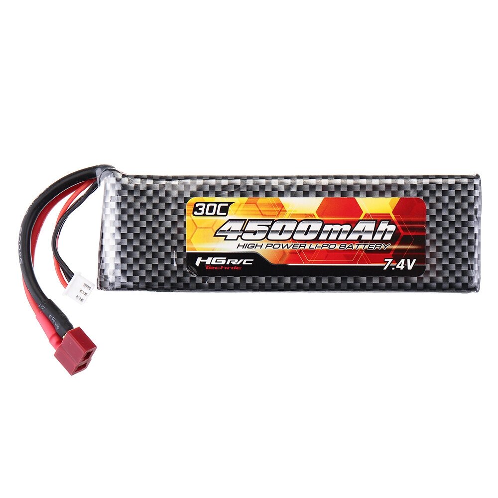 HG 7,4 в 4500 мач 30C 2S lipo батарея T plug для P402 P407 P601 P801 P802 1/10 1/12 RC авто детали QDBZ1001 - заказать