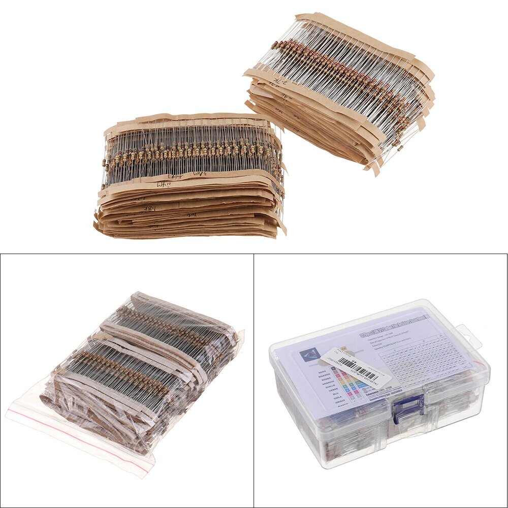 3120pcs 156 Values 1 -10M Ohm 1/4W 5% Карбоновая пленка Resistors Assortment Kit Electronic Components - доставка