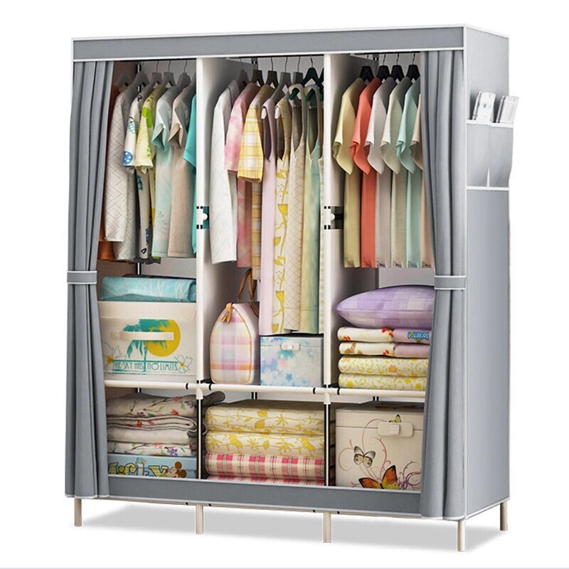 Simple Cloth Wardrobe Fabric Steel Tube Assembly Wardrobe Modern Economic Clothes Storage Bag Wardrobe Dormitory Storage - описание