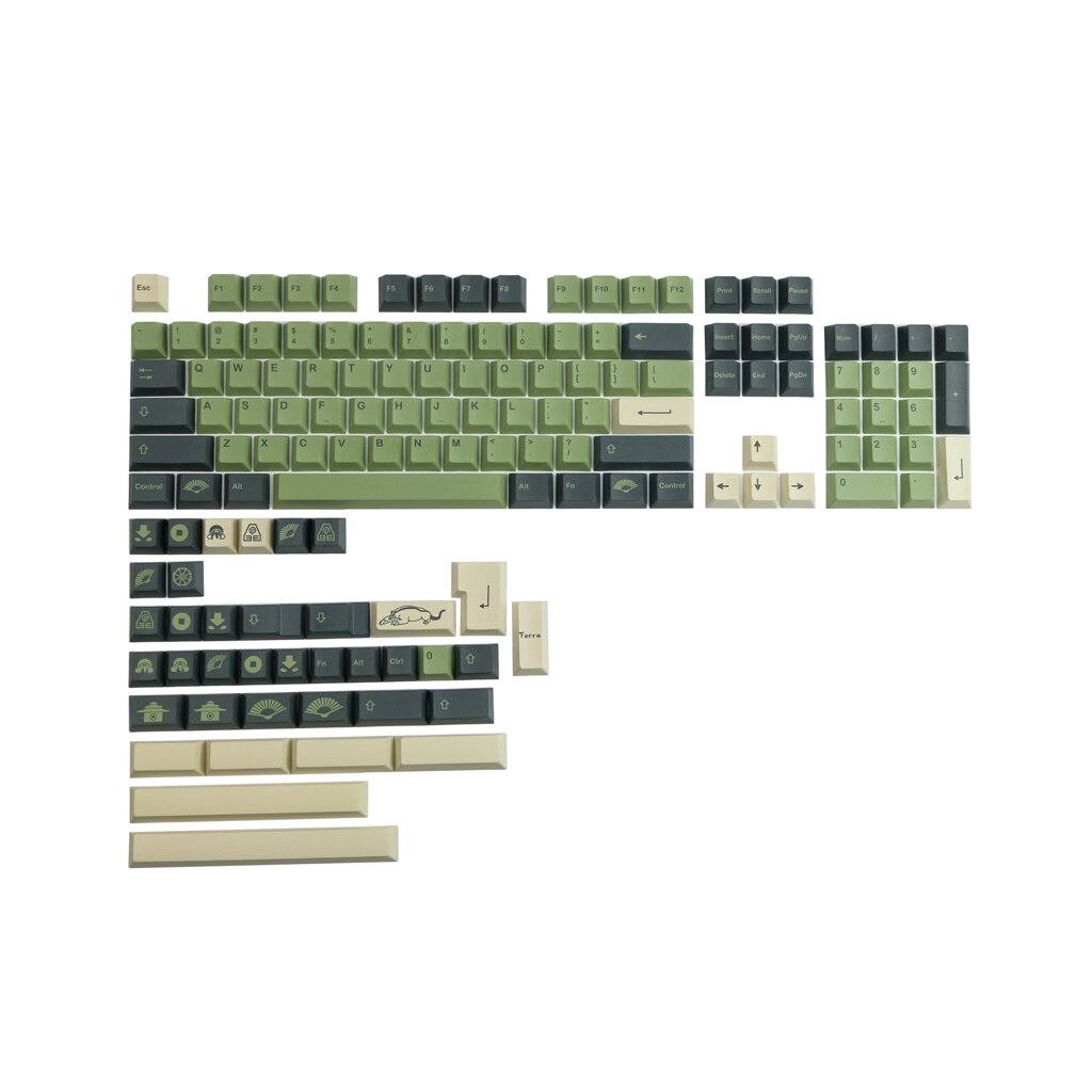 140 ключей GMK Terra Green PBT Keycap Set Cherry Profile Сублимационные колпачки для клавиатуры Механический - акции