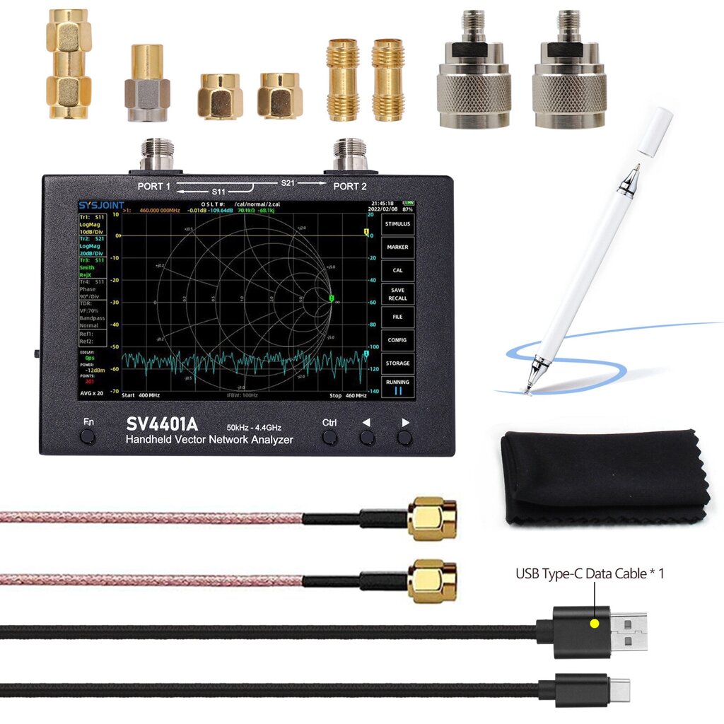 SV4401A 50KHz-4400MHz Vector Network Analyzer 7 inch Touch Screen 100db Dynamic Nano. VNA Vector Network Analyzer - особенности