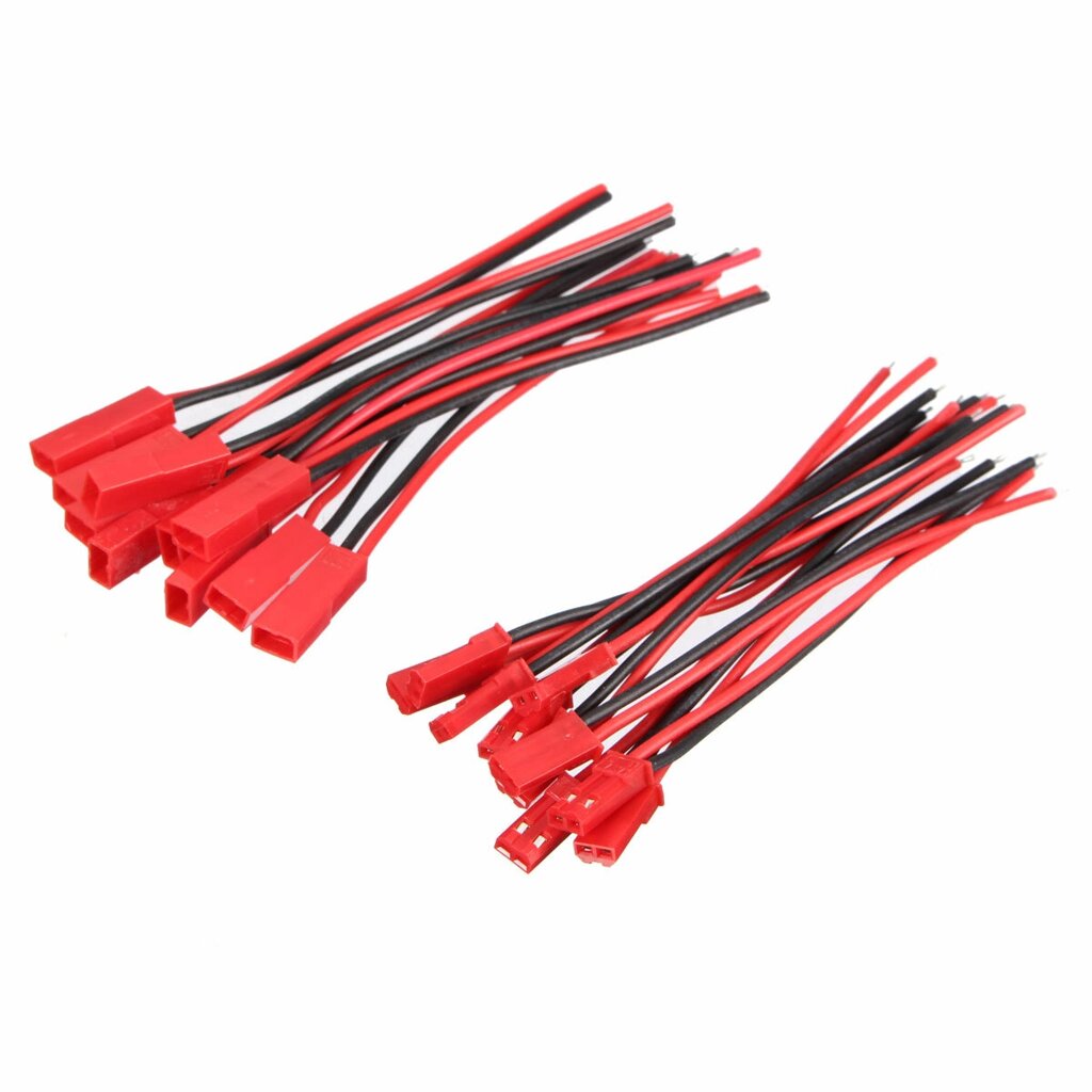 Excellway 10 Pairs 2 Pins JST Male &amp; Female Connectors Plug Cable Провод Line 110mm Red - обзор