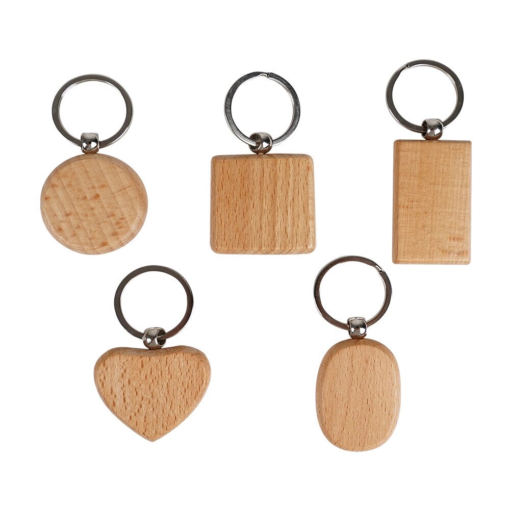 TWOTREES 5Pcs Blank Wooden Брелок Diy Wooden Брелок Key Tag Анти-потерянные деревянные аксессуары для гравировки Лазер - преимущества