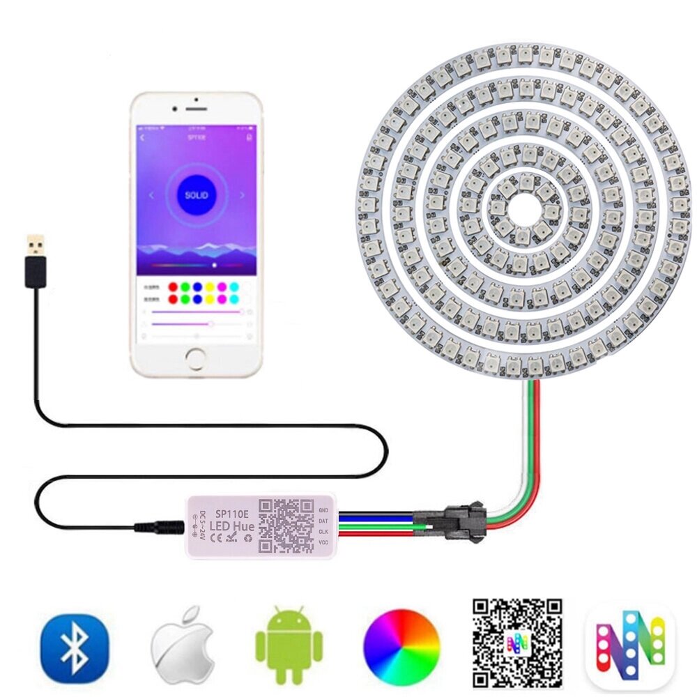 WS2812B Led Пиксельное кольцо Индивидуальное адресуемое кольцо 5050 RGB WS2812 IC Встроенный светодиодный модуль с USB/D - скидка