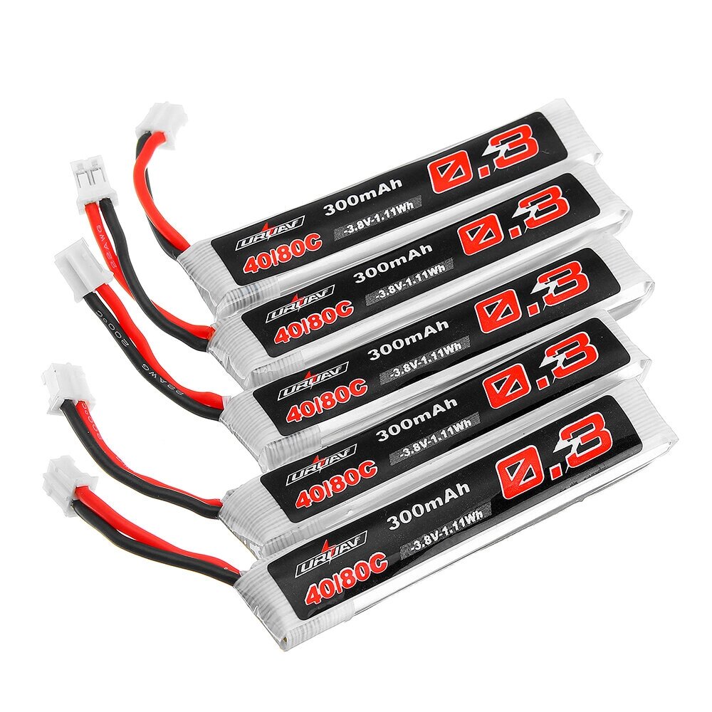 5Pcs URUAV 3.8V 300mAh 40 / 80C 1S HV 4.35V PH2.0 Lipo Батарея для Happymodel Mobula6 Eachine TRASHCAN Snapper6 7 Mobula - опт