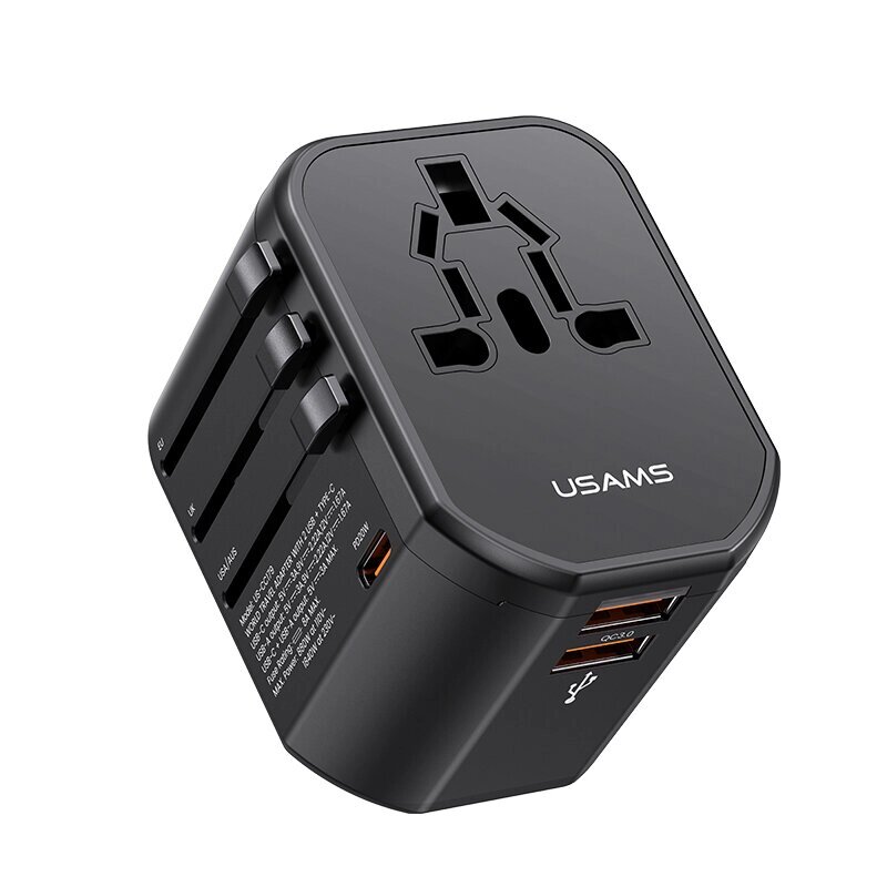 USAMS US-CC179 T59 20 Вт 3-портовое зарядное устройство USB PD USB-C PD + Dual USB-A QC Адаптер для быстрой зарядки наст - доставка