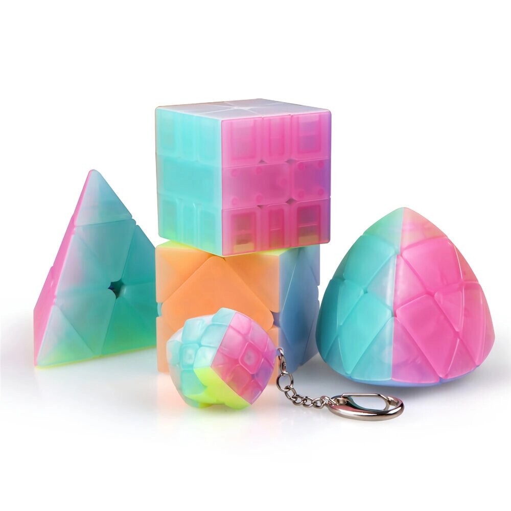 QiYi Волшебный Cube Jelly Color 3x3 4x4 5x5 Брелок Pyramid Professional Speed Cube Детские развивающие игрушки - обзор