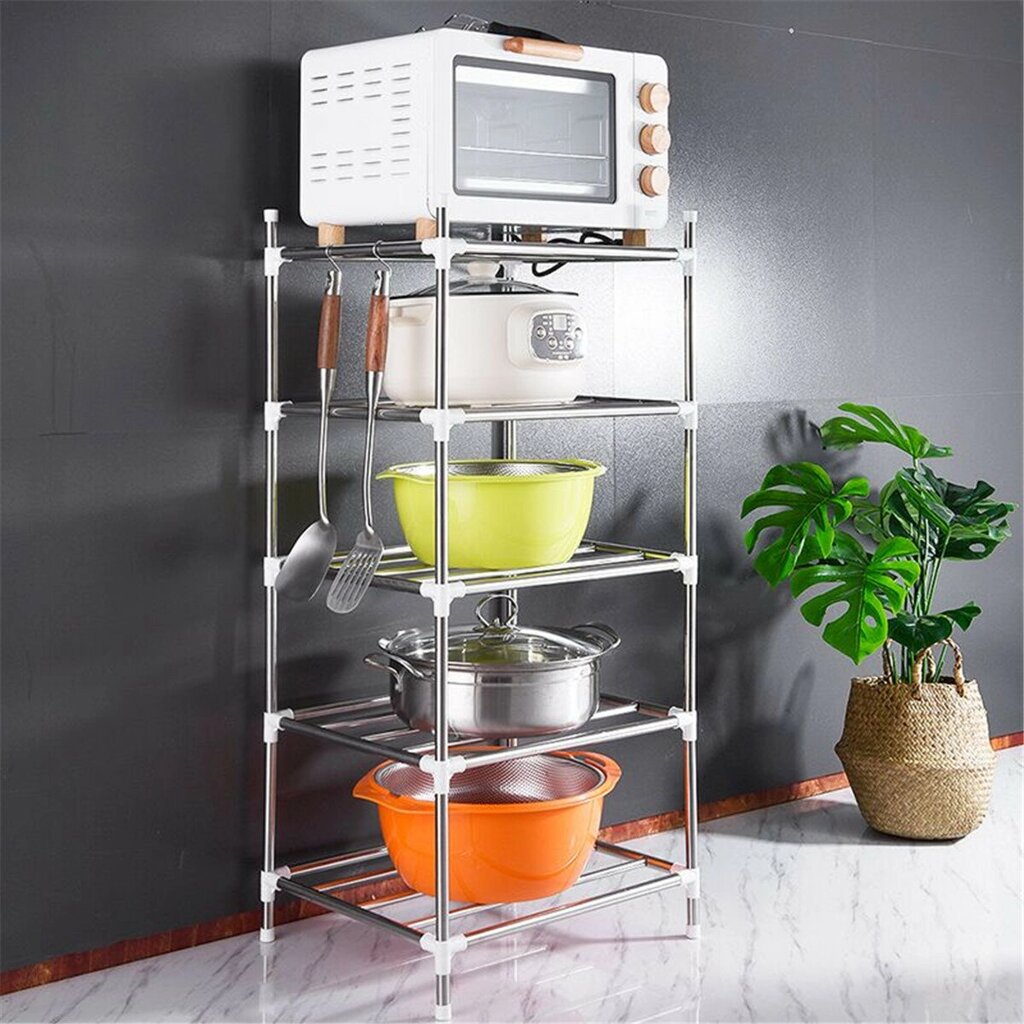 201 Stainless Steel 5 layers Landing Storage Rack for Home Kitchen Shelf Arrangement Tool - Андижан