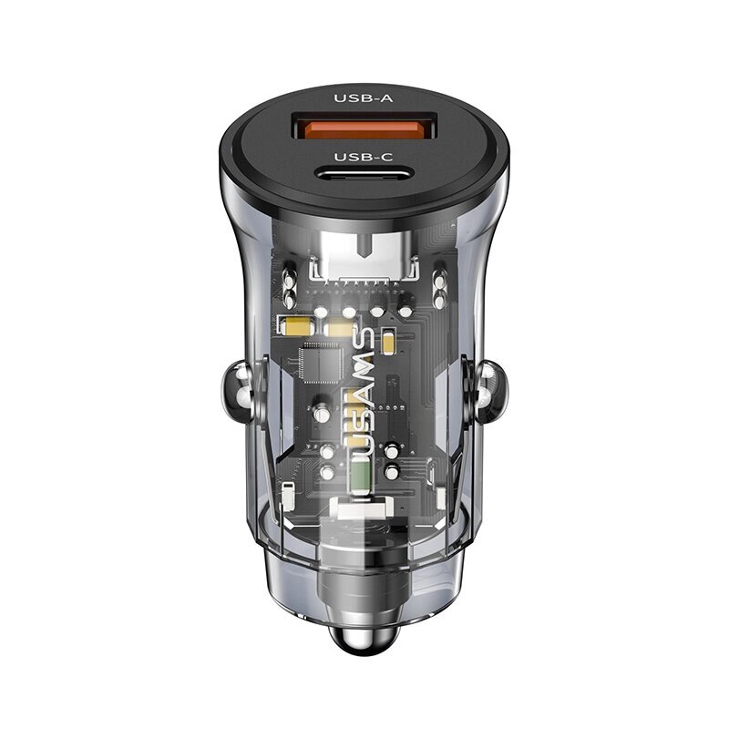 USAMS сша-cC164 30 вт 2-портовый USB PD авто адаптер зарядного устройства USB-A+USB-c поддержка PD QC SCP FCP AFC apple2 - описание