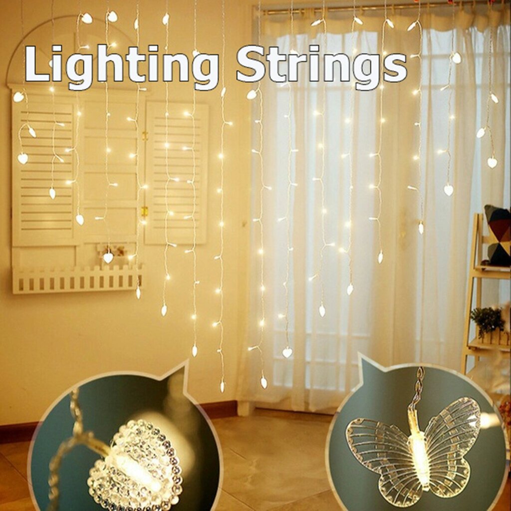 200X150cm LED Love / Butterfly Shape Sight Curtain Lights USB Powered Водонепроницаемы Настенный светильник Подвесной св - заказать