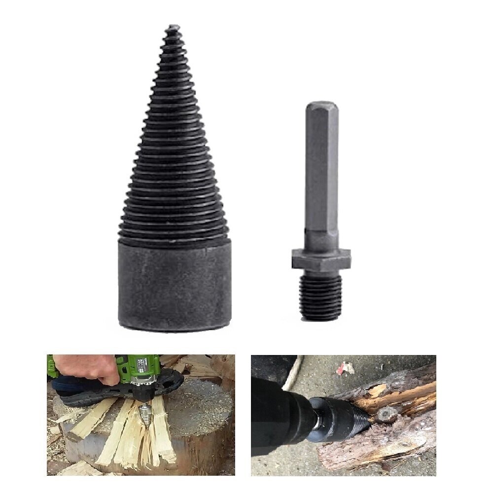 1Pc Drillpro 32/42mm HSS Round/Square/Hexagonal Shank Firewood Drill Bit Splitter Wood Split Cone Drill Bit For Tree Cut - Узбекистан