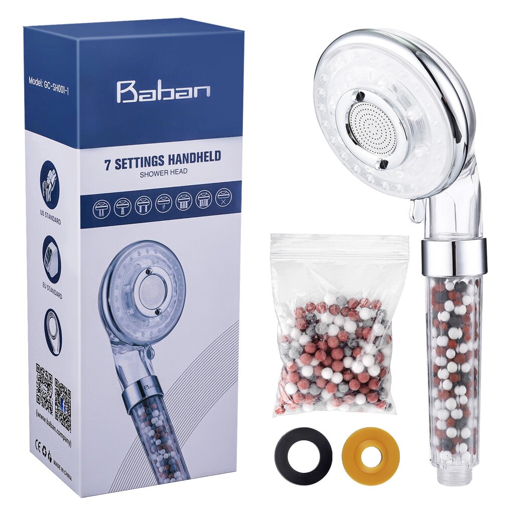 Baban Shower Head Filtration Hand Shower 3 Mode Shower With Limescale Filter And Ion Filter With A Pack Of Mineral Ball - опт