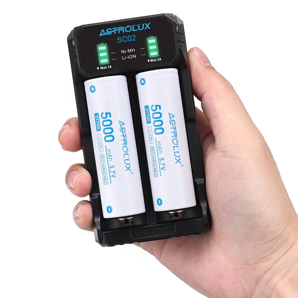 Astrolux SC02 type-C QC 3.0 quick charge USB батарея зарядное устройство два слота для li-ion / IMR / INR / ICR ni-MH N - Узбекистан