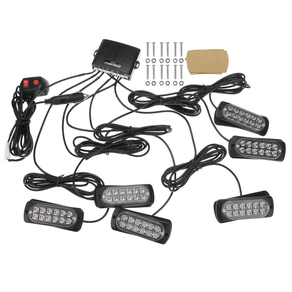 12V/24V 4/6 12 LED мигающий световой стробоскопный фонарь автомобиля грузовика восстановления янтарный маяк и водонепрон - характеристики