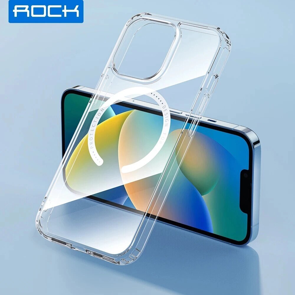 Rock for iPhone 14/ 14 Pro / 14 Pro Max Магнитный прозрачный чехол, чехол для iPhone Беспроводная зарядка Ультратонкий п - Узбекистан