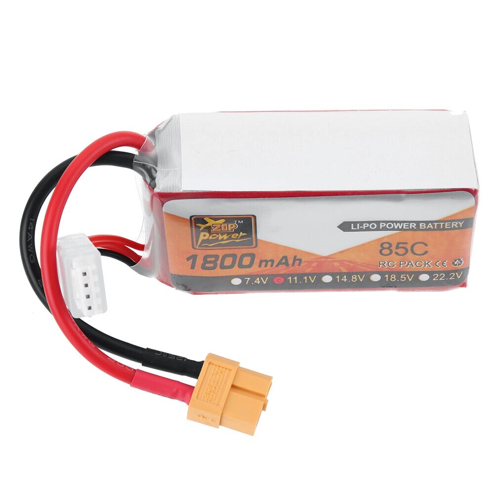 ZOP POWER 11.1V 1800mah 85C 3S lipo батарея разъем XT60 для RC дрон - доставка