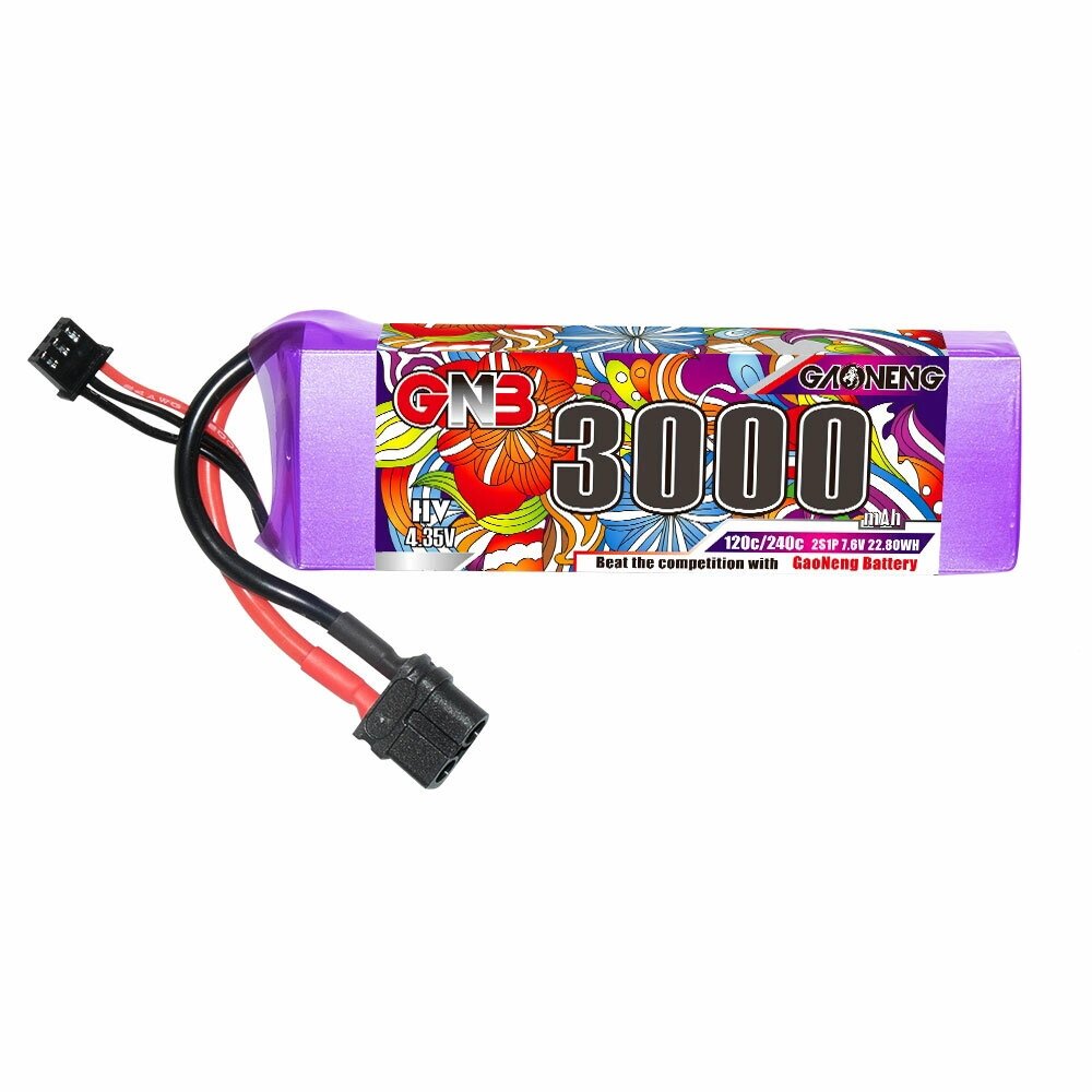 Gaoneng GNB 7,6 В 3000 мАч 120C 2S LiHV Lipo Батарея XT60/XT90 Штекер для Вертолет RC FPV Racing Дрон - характеристики