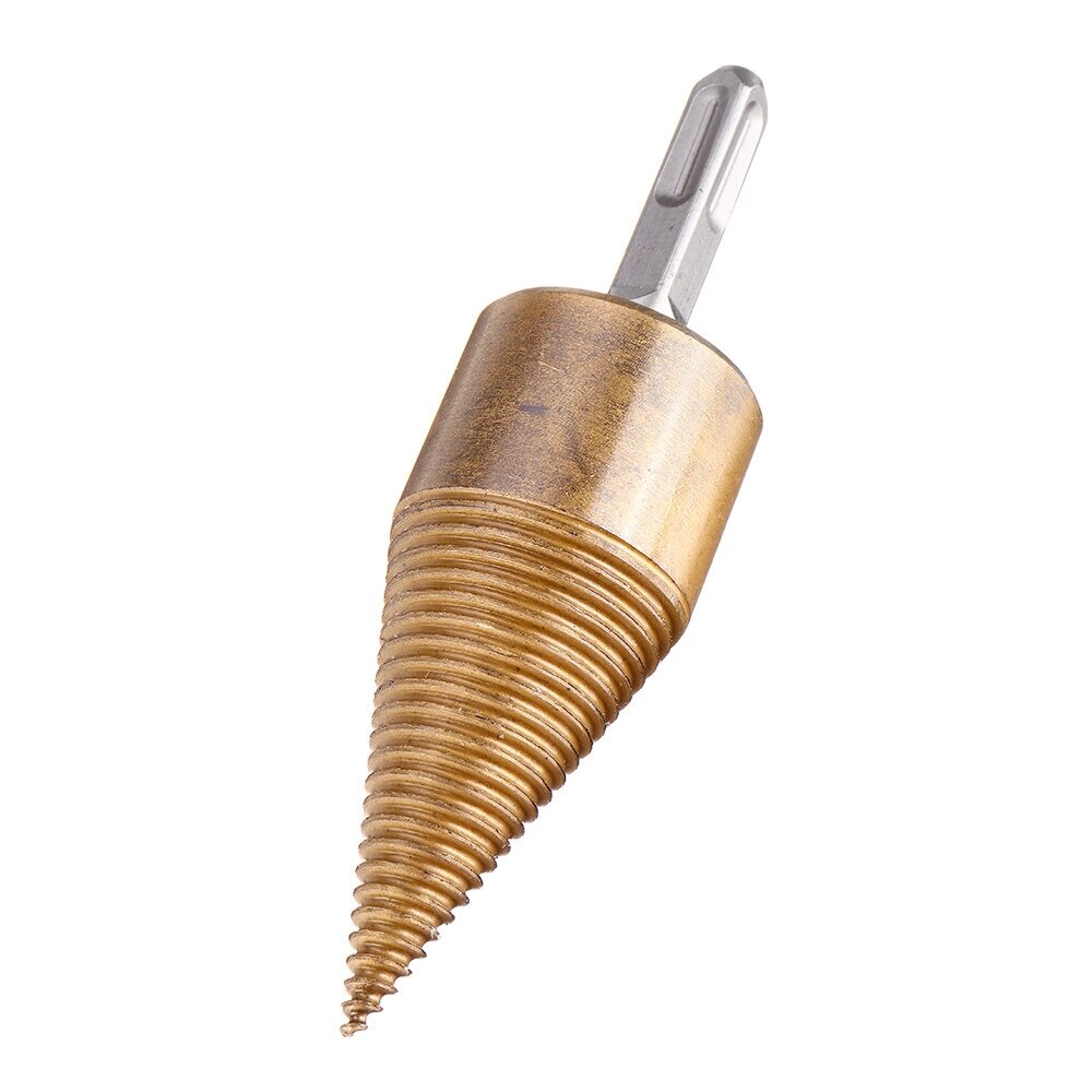 Drillpro 32/42mm Титановое покрытие HSS Round/Square/Hexagonal Shank Firewood Drill Bit Splitter Wood Split Cone Drill B - Узбекистан