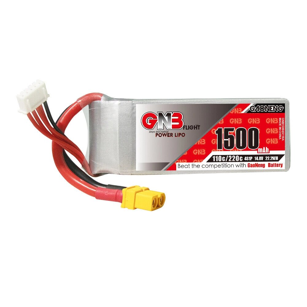 Gaoneng GNB 14,8 В 1500 мАч 110/220C 4S LiPo Батарея XT60 Штекер для RC Дрон - интернет магазин