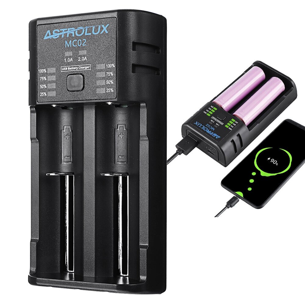 Astrolux MC02 2 in1 USB Charging Mini Батарея Зарядное устройство Портативный аккумулятор для мобильного телефона Ток Д - фото