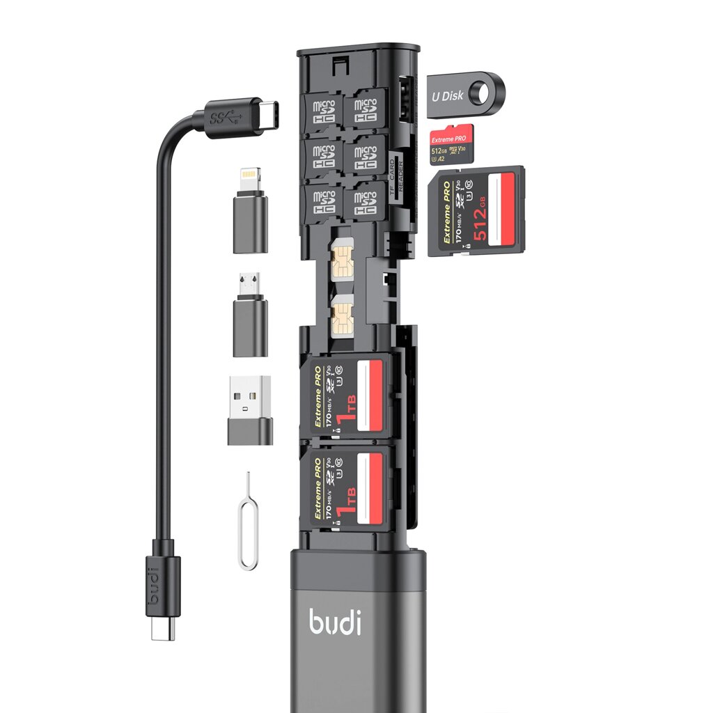 BUDI Многофункциональный 9-в-1 кабель для чтения SD-карт и USB 3.0 Type-C Телефон и внешний адаптер камера и компьютер с - опт