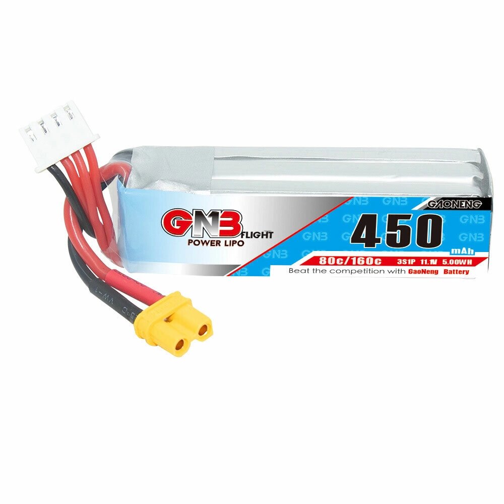 Gaoneng GNB 11,1 В 450 мАч 80C 3S LiPo Батарея XT30 Штекер для RC Дрон - розница