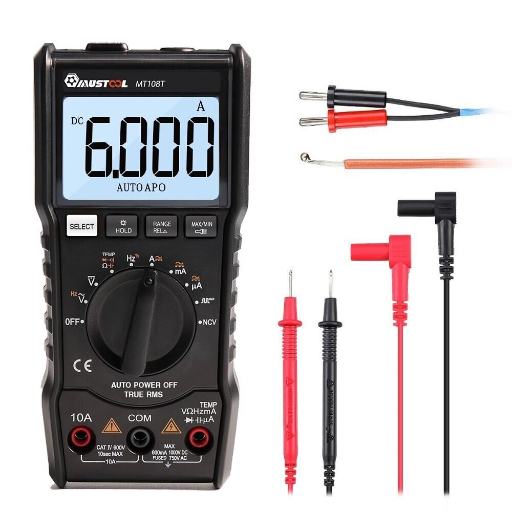 MUSTOOL MT108T True RMS NCV Temperature Tester Digital Мультиметр 6000 Counts Backlight AC DC Current/Voltage Resistance - преимущества