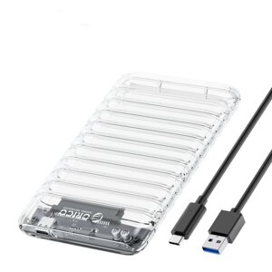 RICO 2,5 дюйма Прозрачный SATA для USB3.0 / Type-C Жесткий диск Чехол Корпуса твердотельных накопителей для портативных