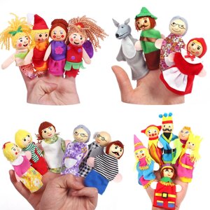 Рождество 7 типов Family Finger Puppets Set Soft Ткань Кукла Для детей Детский подарок Плюшевые игрушки