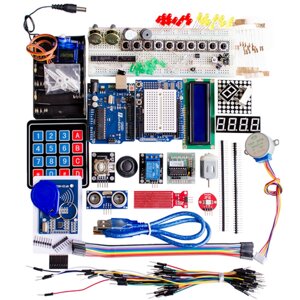 Стартер Набор для Arduino UN0 R3 - UN0 R3 Макетная и ступеньки держателя Мотор/Сервопривод/1602 LCD/Jumper Провод / UN0