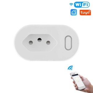 Tuya 16A Бразильский стандарт Smart Plug с питанием Монитор Приложение Smart Life WiFi Smart Разъем Работает для Google