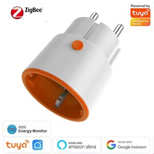 Tuya ZIGBE 3.0 Smart Разъем EU Plug 16A Розетка Беспроводная связь Дистанционный Управление телефоном Голосовой контролл
