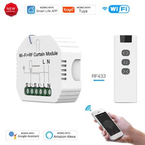 Tuya WiFi Smart RF433 Переключатель жалюзи с функцией синхронизации Дистанционный APP Голосовое управление с Alexa Googl