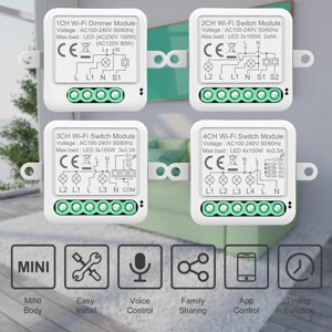 Ваш модуль умного выключателя WiFi Tuya для электрических переключателей 1/2/3/4-ганговых световых модулей управляется м