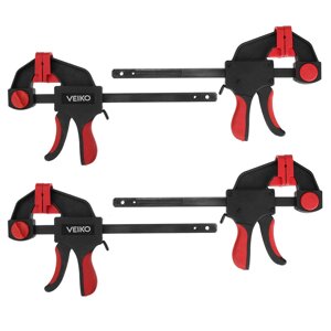 VEIKO 4Pcs 6/12inch Quick-Grip Bar Clamp One-Handed Clamp Spreader Light-Duty Quick-Change F Clamp with 100KG Load Limit