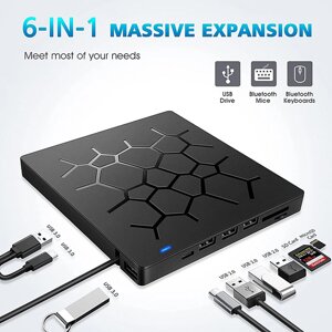 Внешний CD/DVD-привод USB 3.0 Type-C 6 в 1 DVD-привод плеер оптический привод с слотами SD/TF и USB3.0 оптические привод