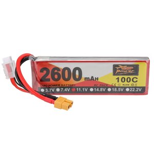 ZOP power 11.1V 2600mah 100C 3S lipo battery XT60 plug for RC drone