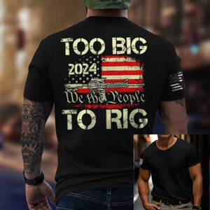 Мужская футболка с принтом флага American Election Too Big To Rig